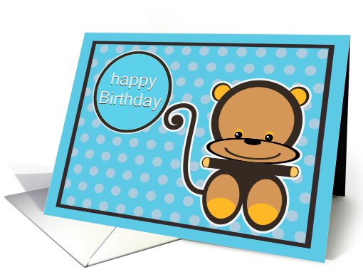 little monkey happy birthday card (618859)