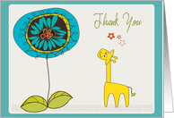 flower and giraffe thank you card