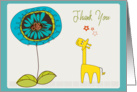 flower and giraffe thank you card