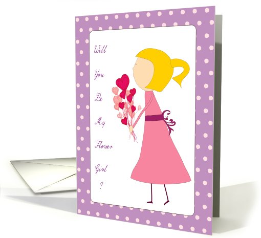 will you be my flower girl,  girl holding flowers card (633985)