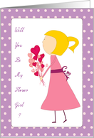 will you be my flower girl, girl holding flowers card