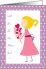 will you be my flower girl, girl holding flowers card