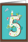Happy 5th Birthday, whimsical drawings card