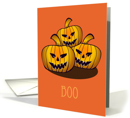 Halloween pumkin on orange background card (690019)