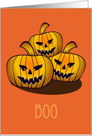 Halloween pumkin on orange background card