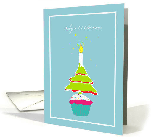 baby's first Christmas,cute tree and candle with cupcake card (698830)