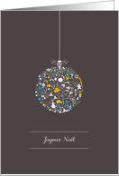 Joyeux Noël, French merry Christmas, stylized bauble card