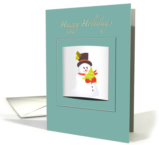 happy holidays, cute snowman holding a christmas tree on a... (714941)