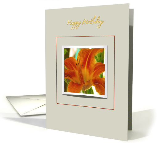 happy birthday, orange lily photography framed card (714942)