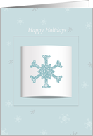 happy holidays blue snowfake shape desgin card
