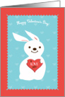 I love you red heart and cute white rabbit card
