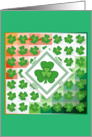 shamrock on shade of green and orange background happy St Patrick’s day card