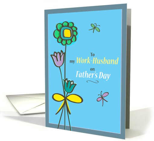 Happy Father'sDay, whimsical flowers on blue card (808652)