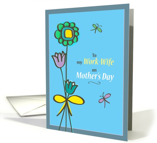 Happy Mother'sDay, whimsical flowers on blue card (808658)