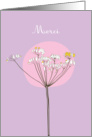 merci, botanical theme, flower on purple card