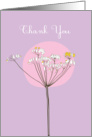 Thank You, botanical theme, flower on purple card