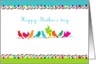 happy Mother’s Day, flock of colorful birds on a line card