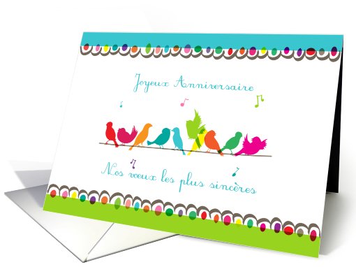 Joyeux Anniversaire, French happy birthday, colorful birds... (816162)