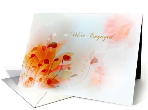 we are engaged, romantic floral background card (819054)