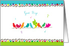 good bye, colorful birds on a line card