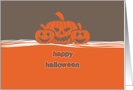 Happy Halloween, cute and funny orange pumpkin card