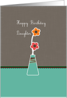 Happy Birthday Daughter, cute flowers in a blue vase card