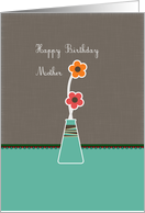 Happy Birthday Mother, cute flowers in a blue vase card
