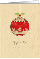 Joyeux Nol, cute Christmas bauble card