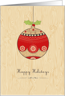 happy Holidays, cute Christmas bauble card