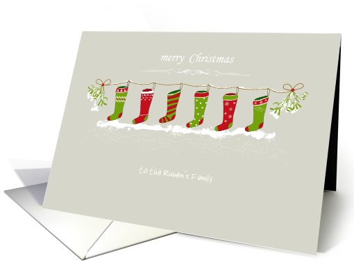 Christmas cute socks hanging on a line card (876121)