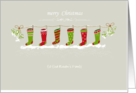 Christmas cute socks hanging on a line card