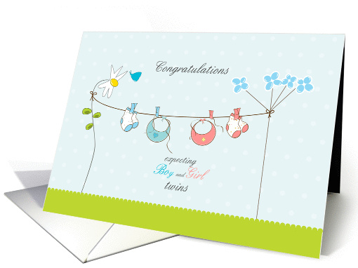 Congratulations expecting boy and girl twins card (876962)