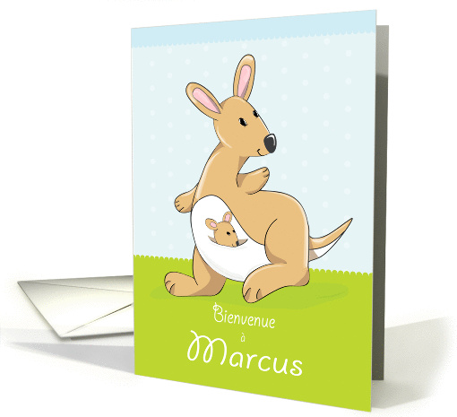 Welcome new baby, Bienvenue Kangaroo mother and baby card (881243)