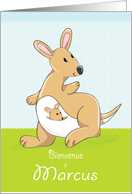 Welcome new baby, Bienvenue Kangaroo mother and baby card