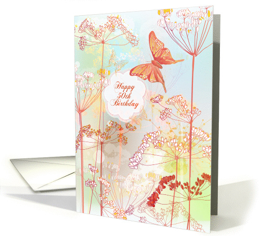 happy 50th birthday floral card (900276)