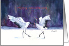 Happy Anniversary-dancing Red Crowned Cranes card