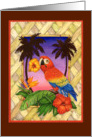 Parrot Tropical florals- blank note card