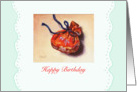 Happy Birthday - small Asian red silk purse card