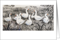 Geese brush painting - Blank Card