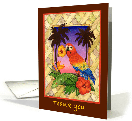 Thank you-Parrot tropical flowers card (678895)
