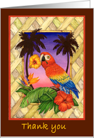 Thank you-Parrot tropical flowers card