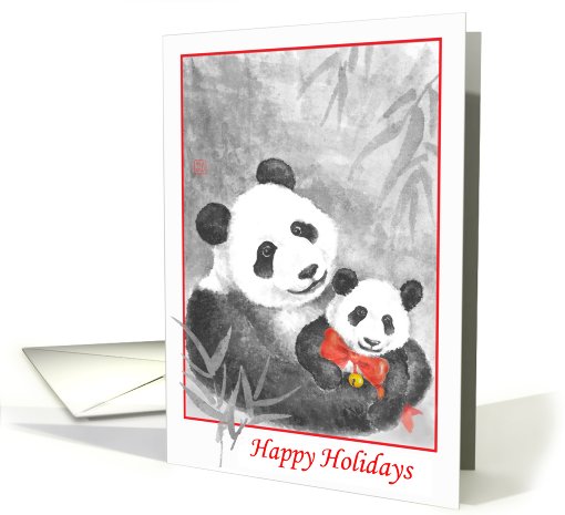 Happy Holidays-Panda Mom & baby card (733533)