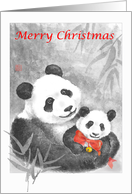 Merry Christmas-adopted parents-Panda-Asian art card