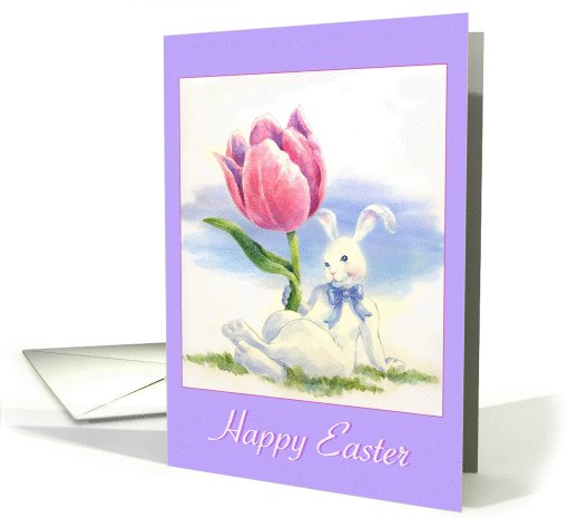 Happy Easter- Bunny- Tulip card (769322)