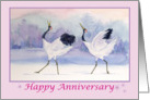 Happy Anniversary-dancing Red Crowned Cranes card