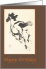 Happy Birthday-horse-Asian ink painting card