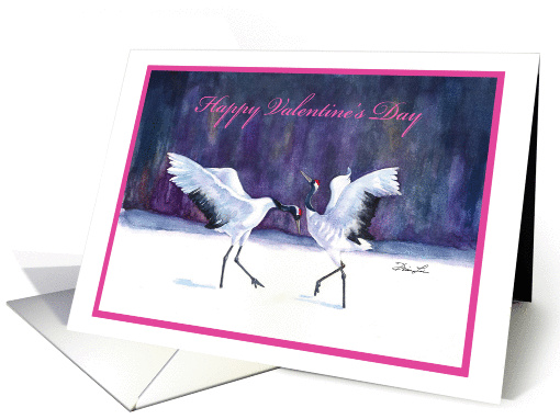 Happy Valentine's Day to best partner-Dancing Red Crowned Cranes card