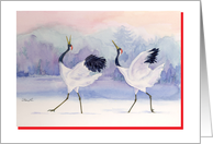 Happy Valentine’s Day-Dancing Red Crowned Cranes card