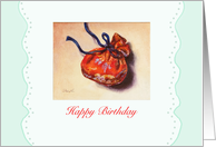 Happy Birthday - small Asian red silk purse card