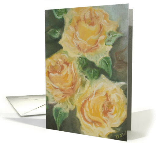 Yellow rosesin oils card (821981)